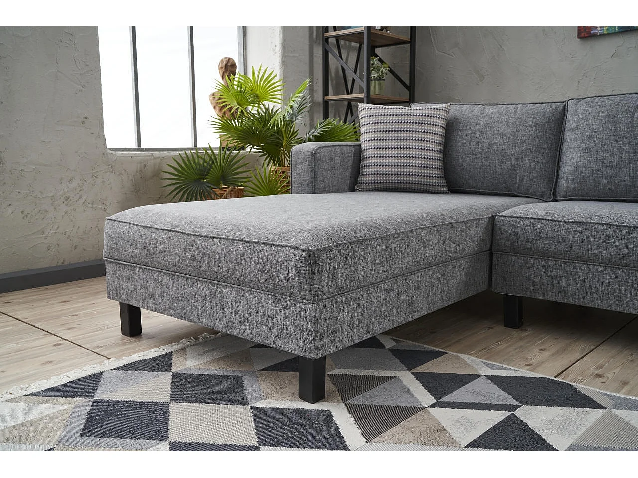Hoekbank grijs linnen stof Kalena 258 cm-linkerhoek