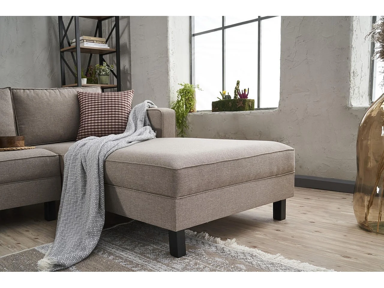 Kalena hoekbank van beige linnen stof 258 cm-juiste hoek