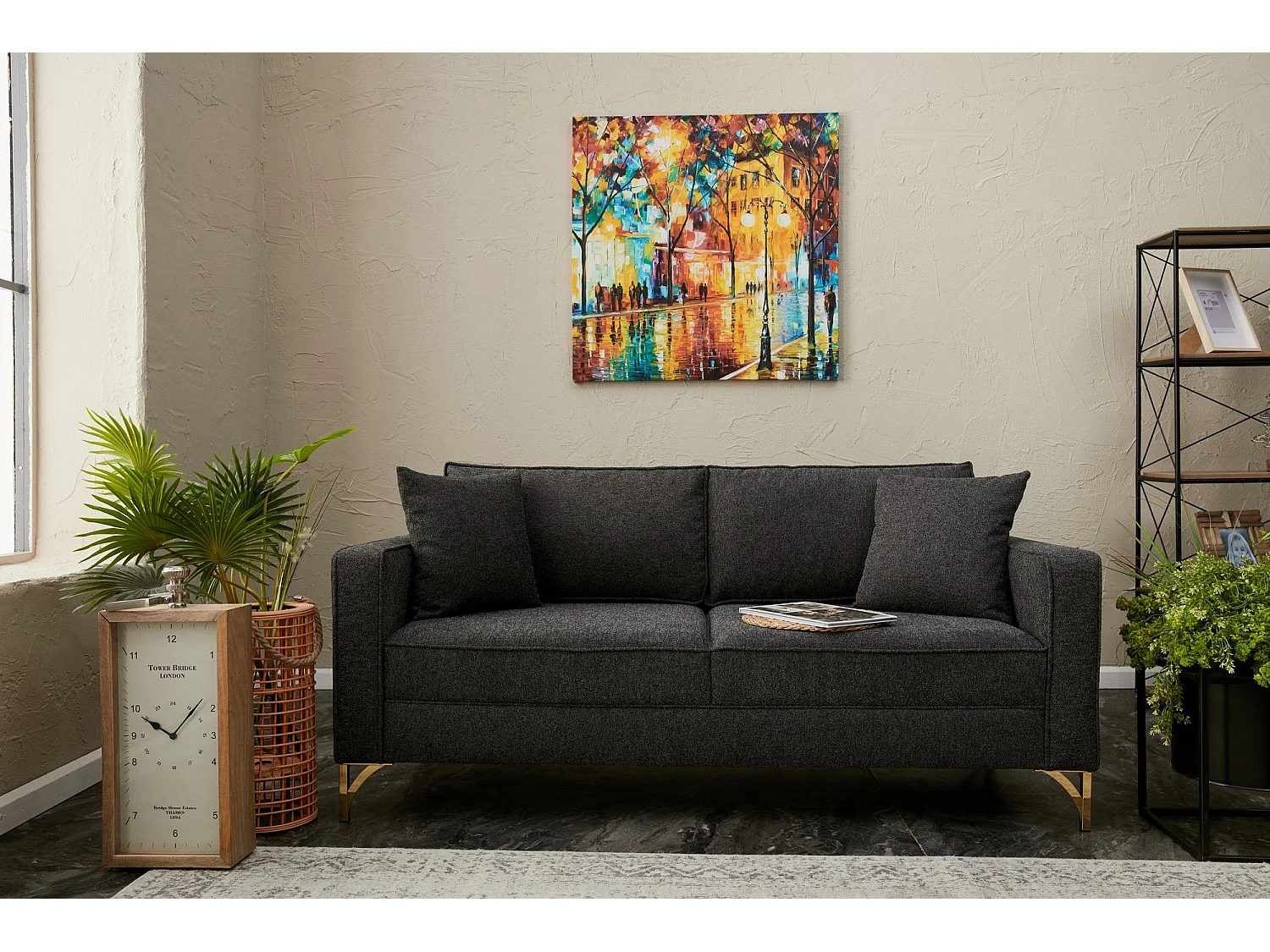 Sofá Altadena 384, Gris, 180x91x83cm, Tapiz, Patas: Metal