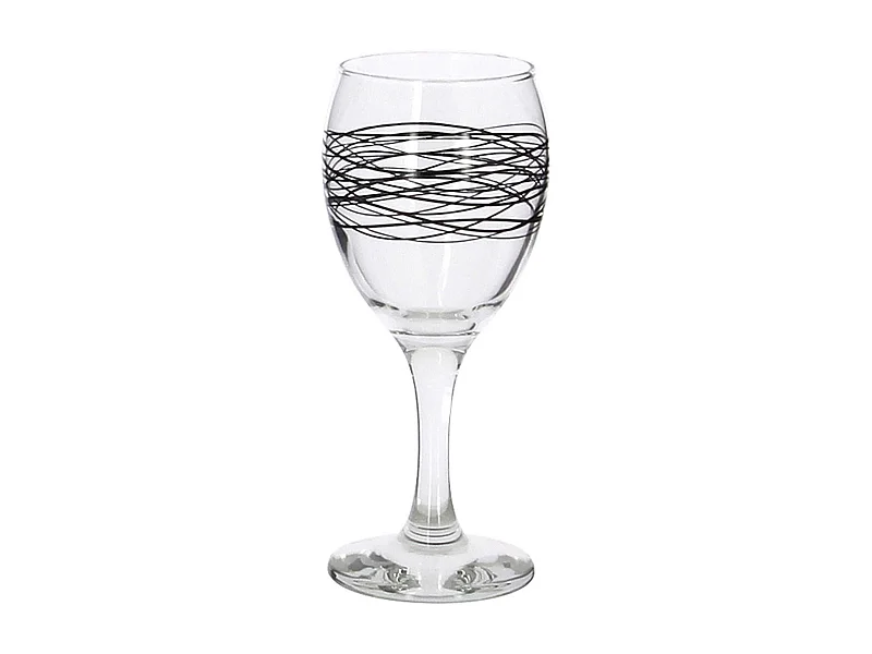 Novastyl - Lot 6 Verres A Pied Serpentin 20.5cl En Verre Avec Ligne Noire