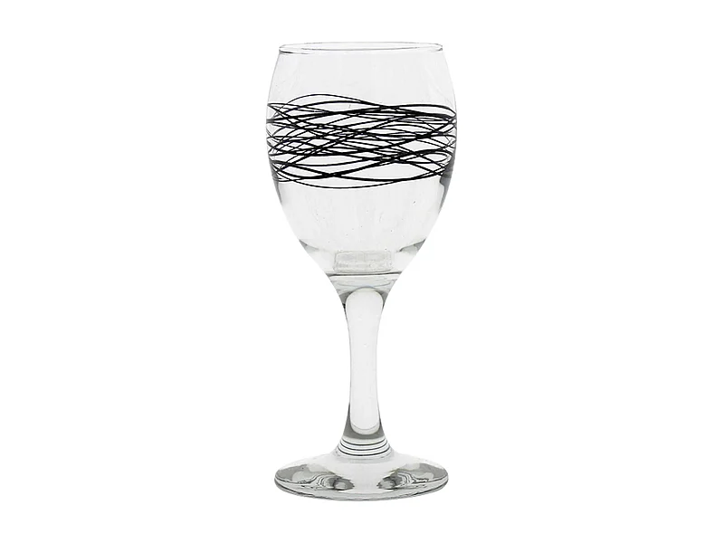 Novastyl - Lot 6 Verres A Pied Serpentin 24.5cl En Verre Avec Ligne Noire