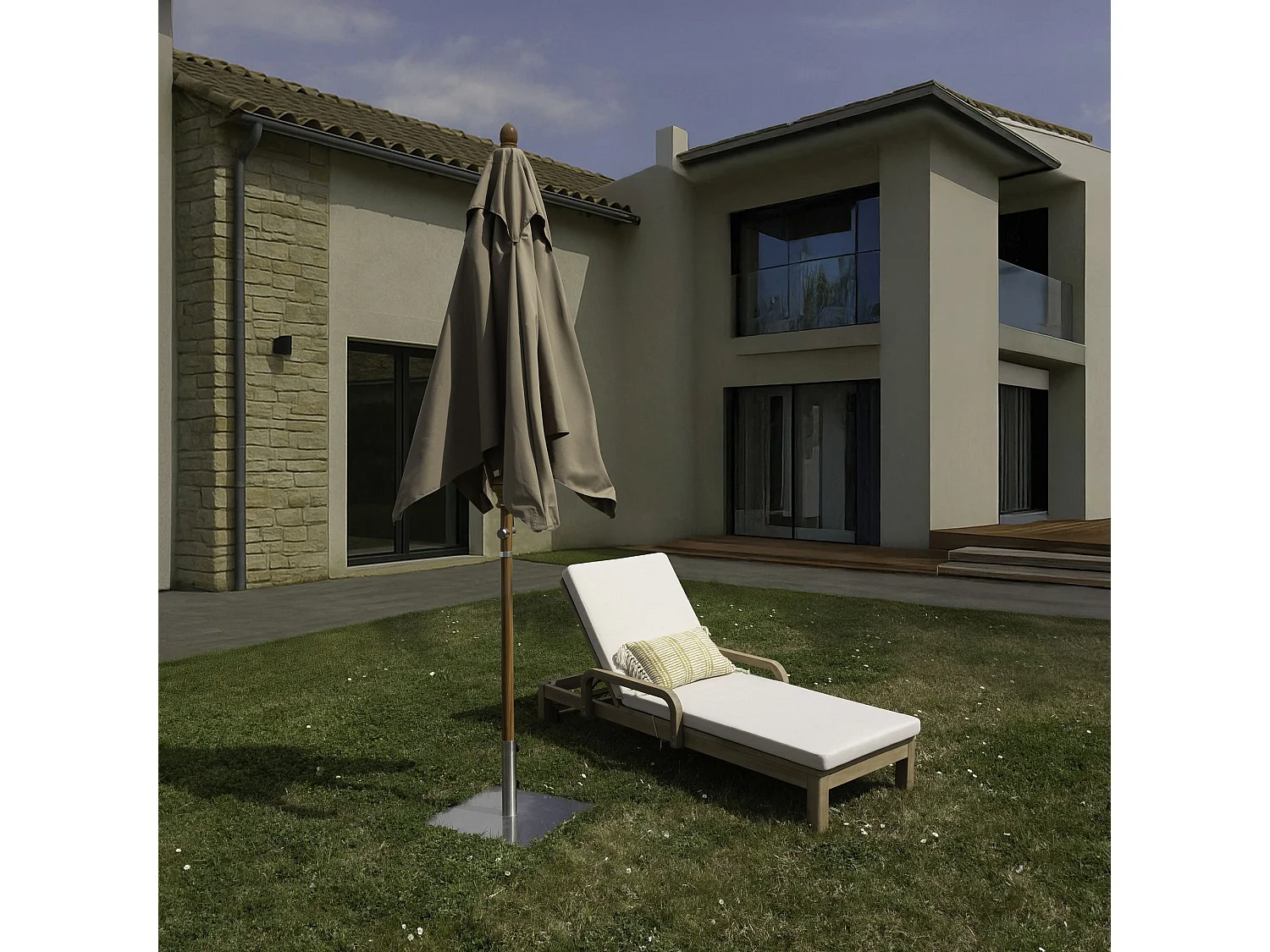 Now's Home - Parasol En Aluminium Et Toile Taupe 200cm