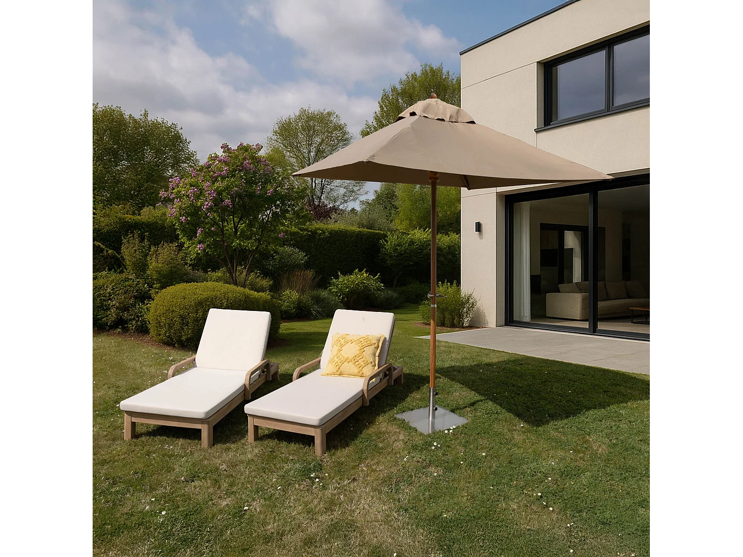 Now's Home - Parasol En Aluminium Et Toile Taupe 200cm