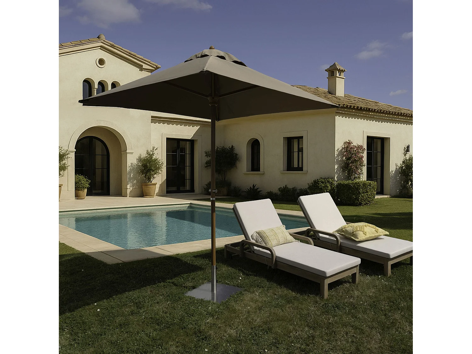 Now's Home - Parasol En Aluminium Et Toile Taupe 200cm