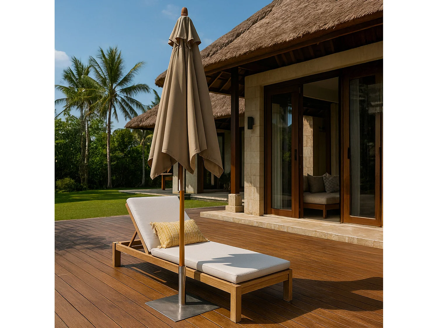 Now's Home - Parasol En Aluminium Et Toile Taupe 200cm