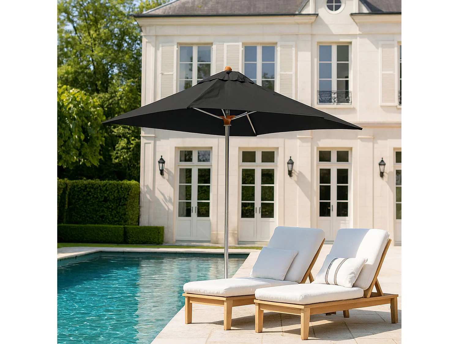Now's Home - Parasol En Aluminium Et Toile Noire 200cm
