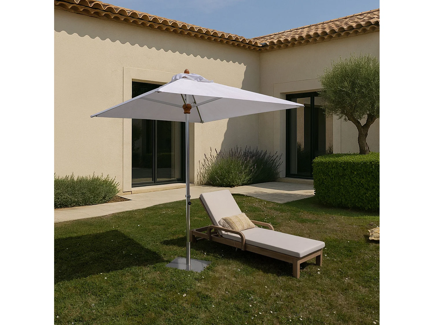 Now's Home - Parasol En Aluminium Et Toile Blanc 200cm