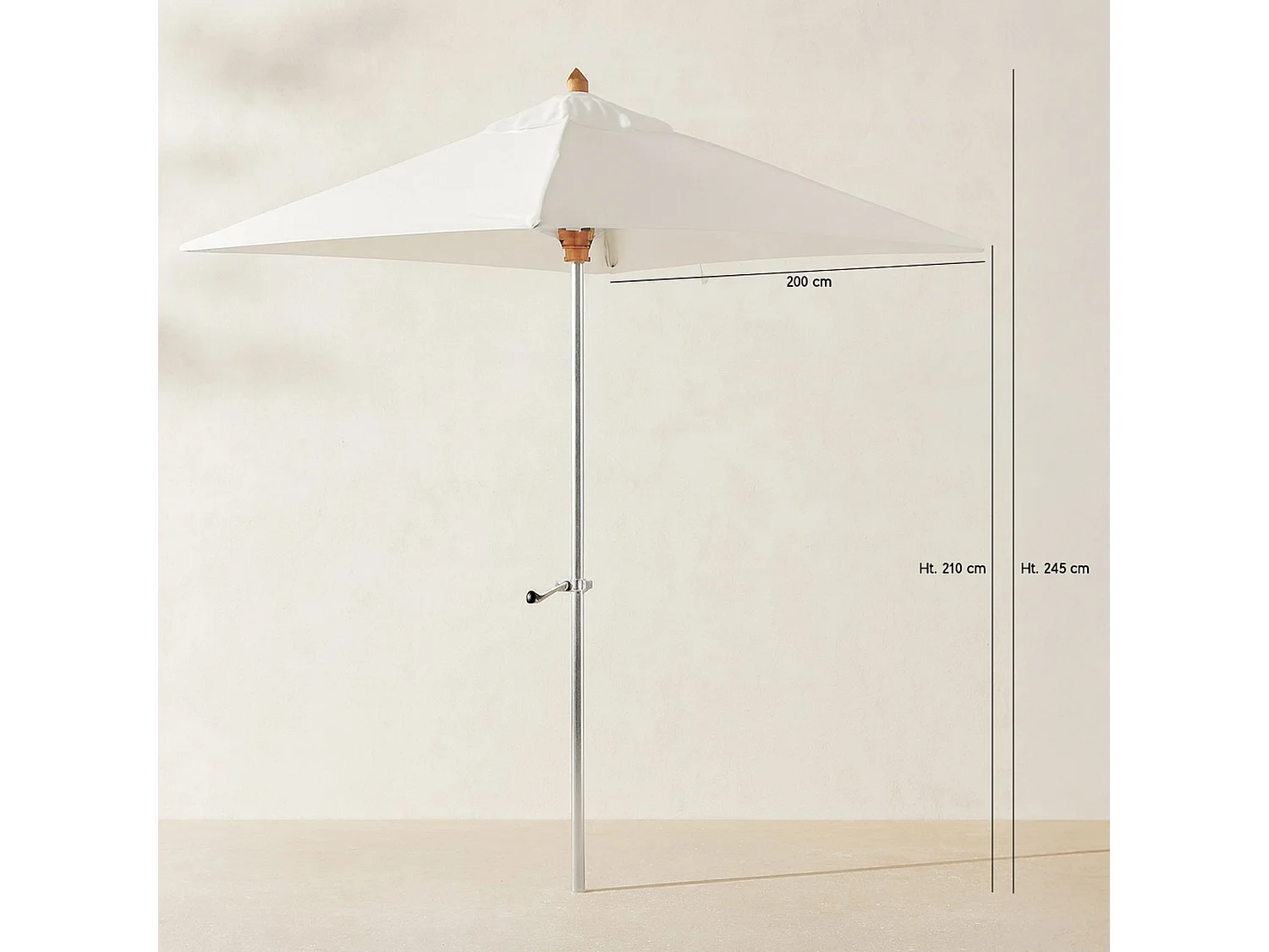 Now's Home - Parasol En Aluminium Et Toile Blanc 200cm