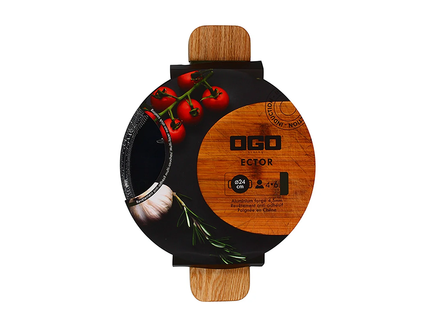 Ogo Living - Faitout Ector 24cm En Aluminium Kaki Avec Manche En Bois