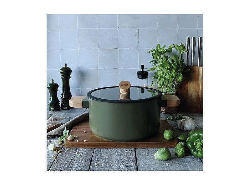 Ogo Living - Faitout Ector 24cm En Aluminium Kaki Avec Manche En Bois