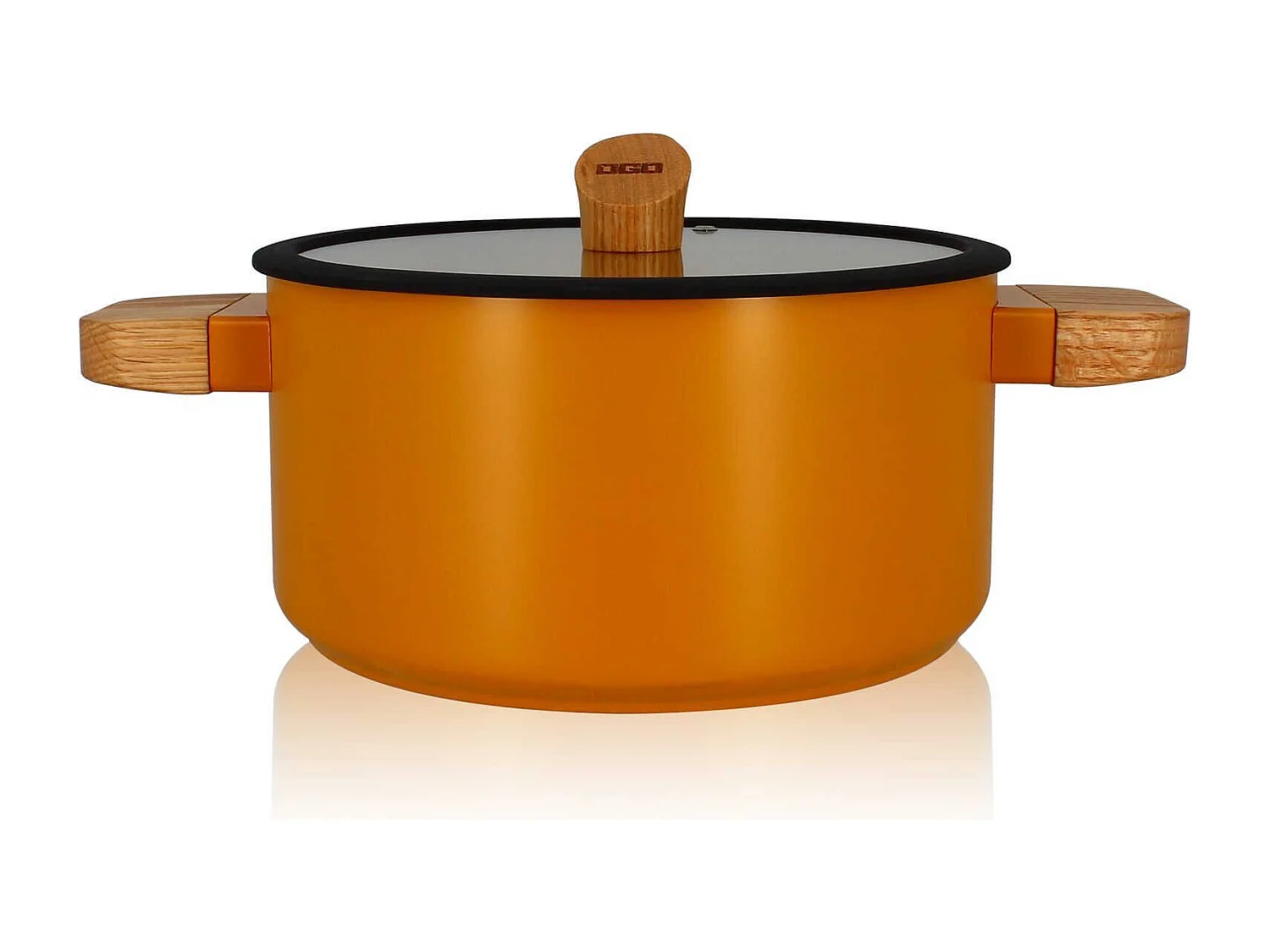 Ogo Living - Faitout Ector 24cm En Alu Revetement Ceramique Jaune Avec Manche Bois