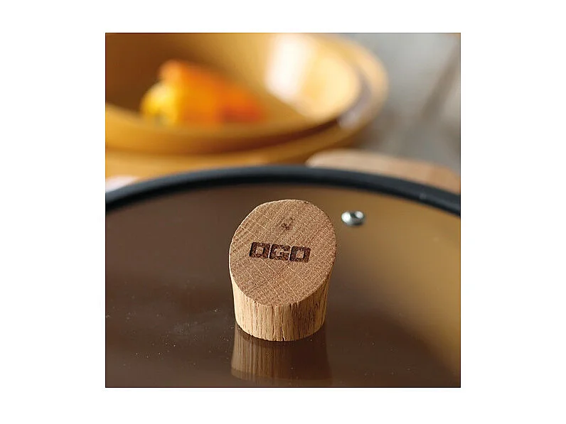 Ogo Living - Faitout Ector 24cm En Alu Revetement Ceramique Jaune Avec Manche Bois