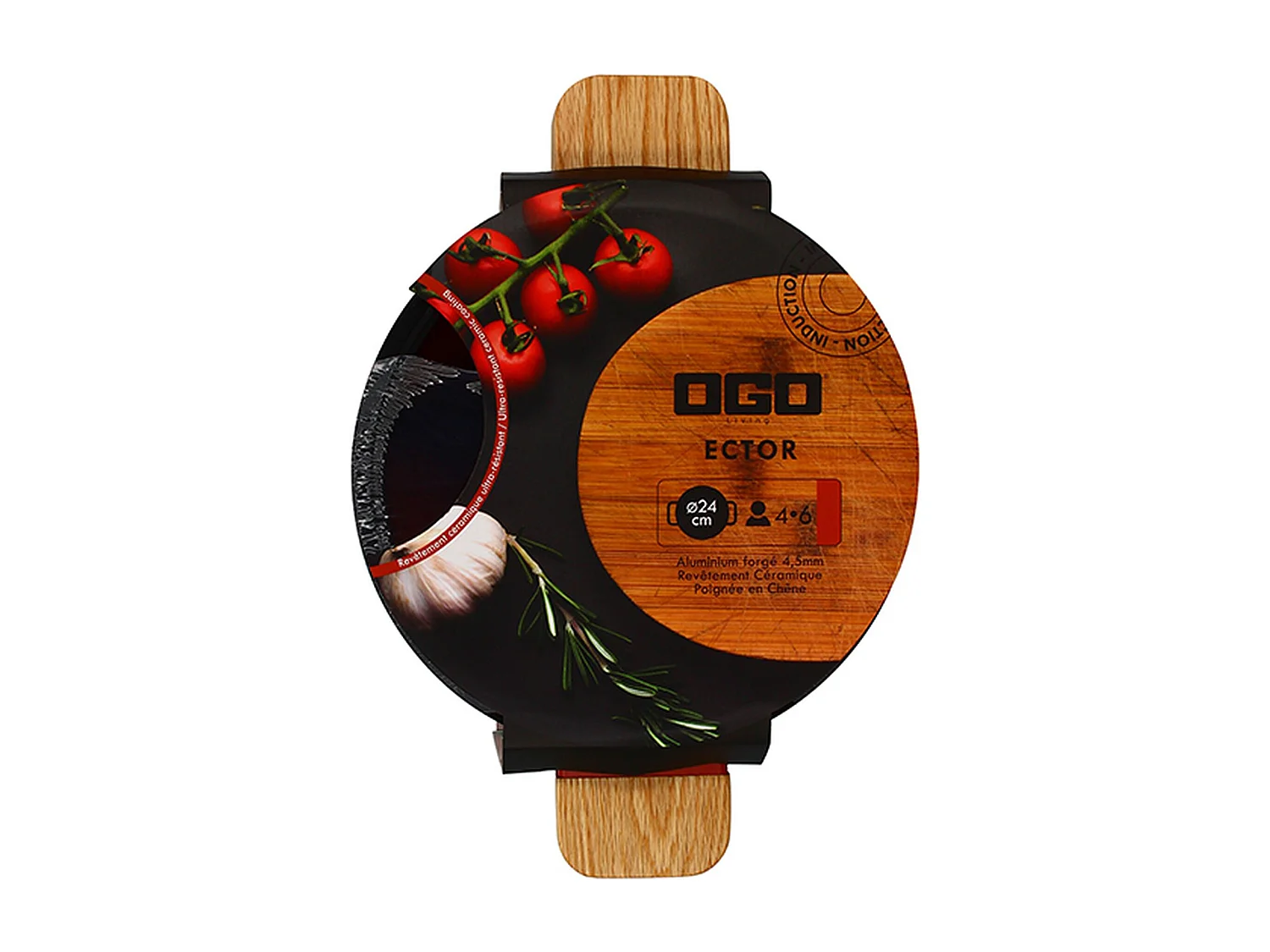 Ogo Living - Faitout Ector 24cm En Aluminium Paprika Avec Manche En Bois