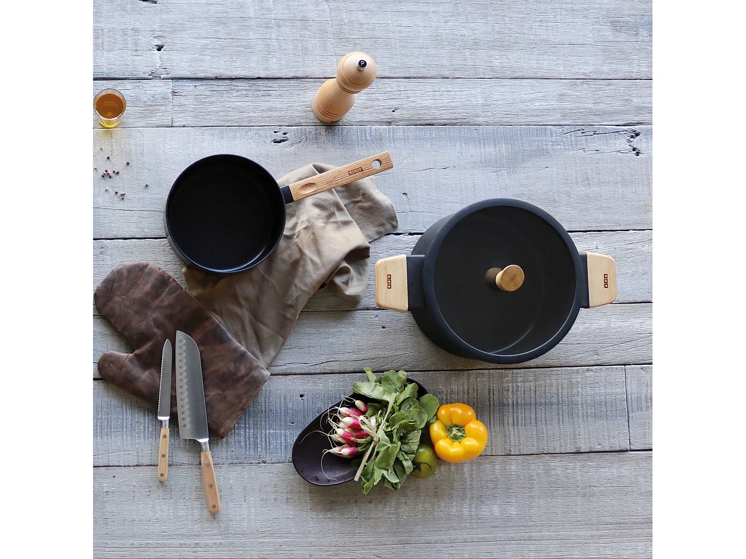 Ogo Living - Faitout Ector Induction En Aluminium Et Bois 24 Cm