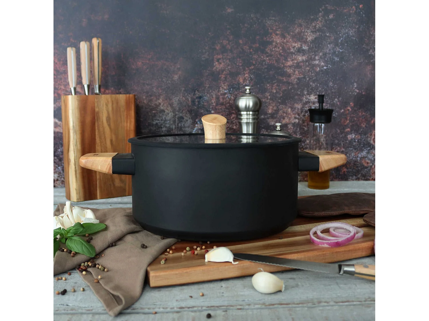 Ogo Living - Faitout Ector 24cm En Aluminium Et Poignée En Bois Induction