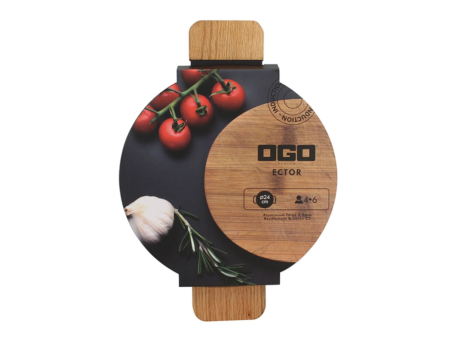 Ogo Living - Faitout Ector 24cm En Aluminium Et Poignée En Bois Induction