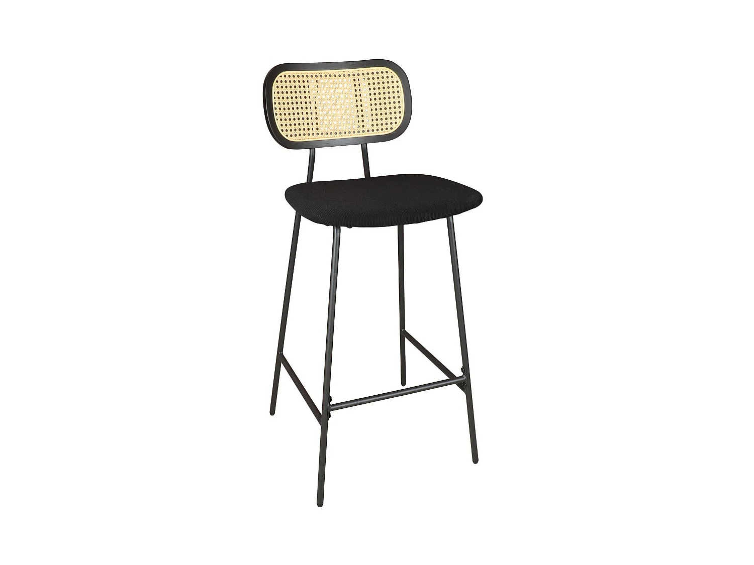 Now's Home - Lot De 2 Chaises De Bar En Bois Et Velours Noir