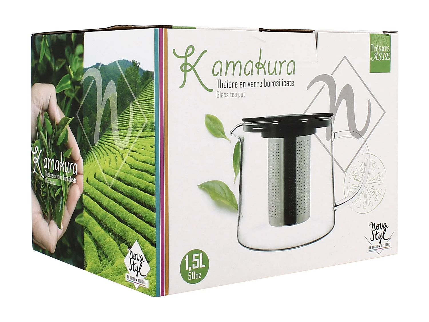 Novastyl - Théière Kamakura 1.5l En Verre Avec Infuseur En Acier Inoxydable