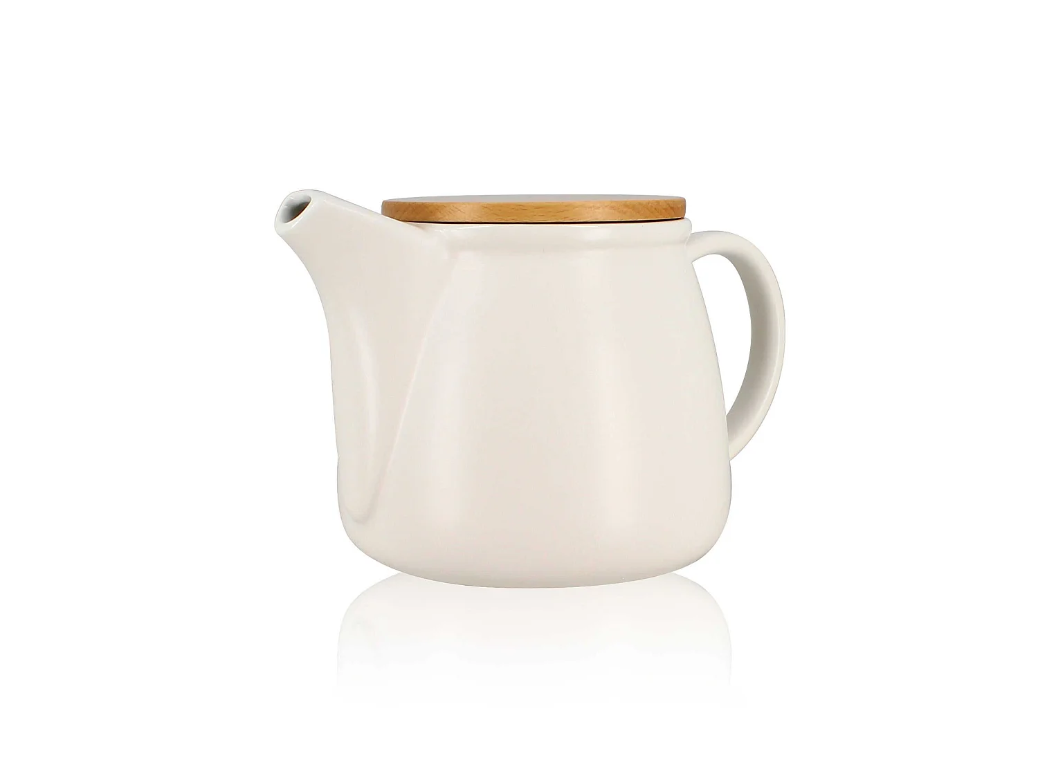 Ogo Living - Theiere Mona 1000ml  En Porcelaine Blanche Et Couvercle Bois