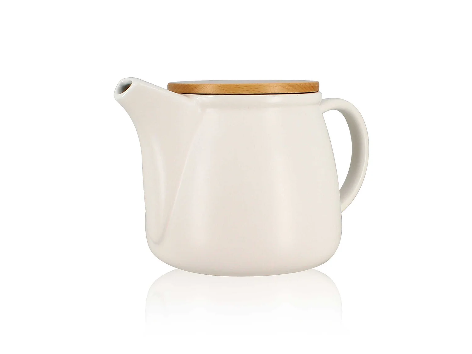 Ogo Living - Theiere Mona 1000ml  En Porcelaine Blanche Et Couvercle Bois