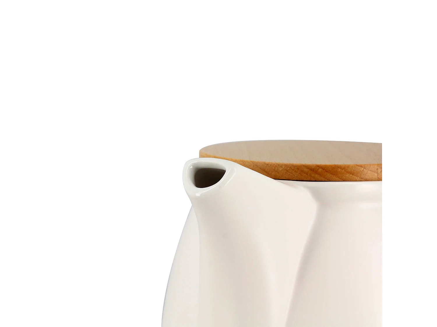 Ogo Living - Theiere Mona 1000ml  En Porcelaine Blanche Et Couvercle Bois