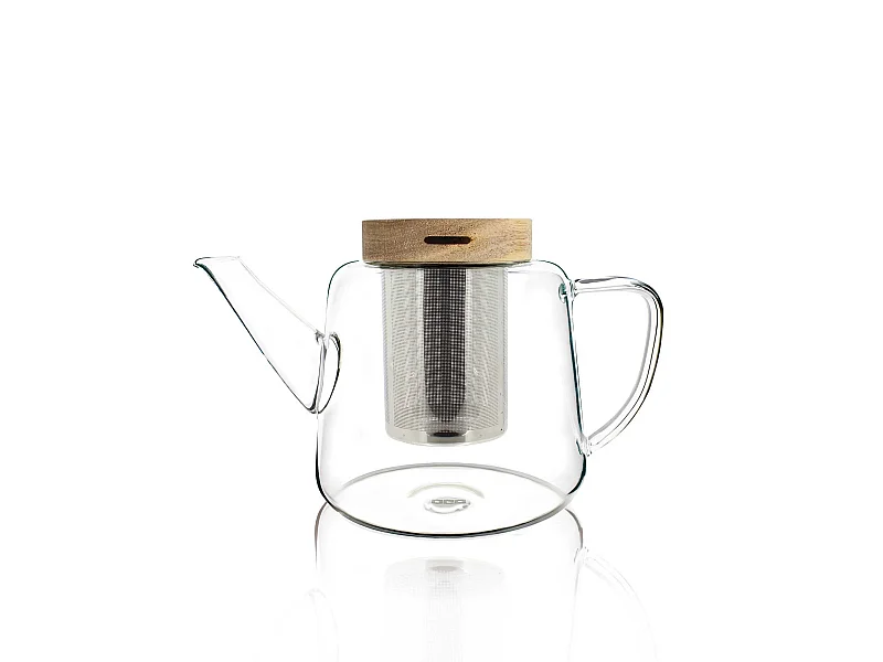 Ogo Living - Theiere Gustave 1000ml En Verre Borosilicate Et Couvercle Bois
