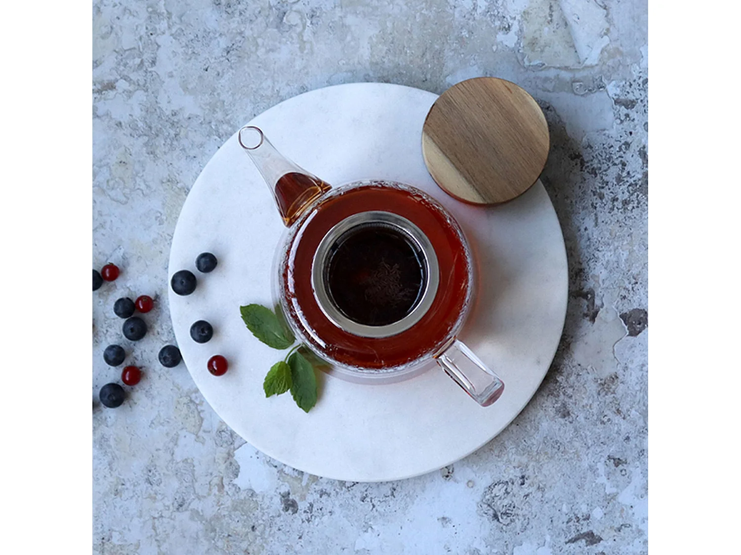 Ogo Living - Theiere Gustave 1000ml En Verre Borosilicate Et Couvercle Bois