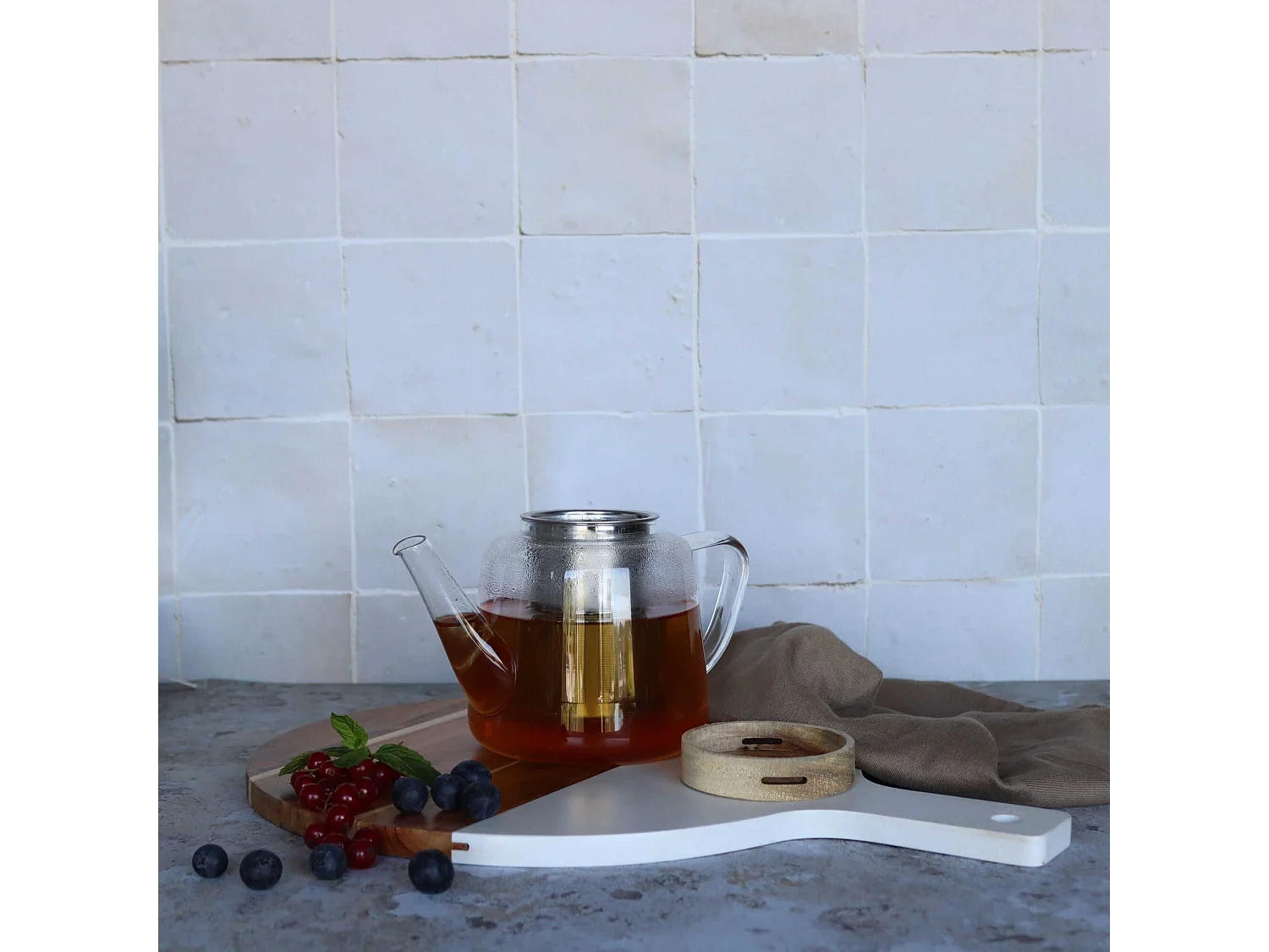 Ogo Living - Theiere Gustave En Verre Borosilicate Et Couvercle Bois 680ml