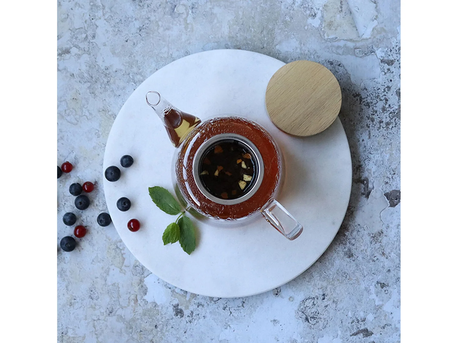 Ogo Living - Theiere Gustave En Verre Borosilicate Et Couvercle Bois 680ml