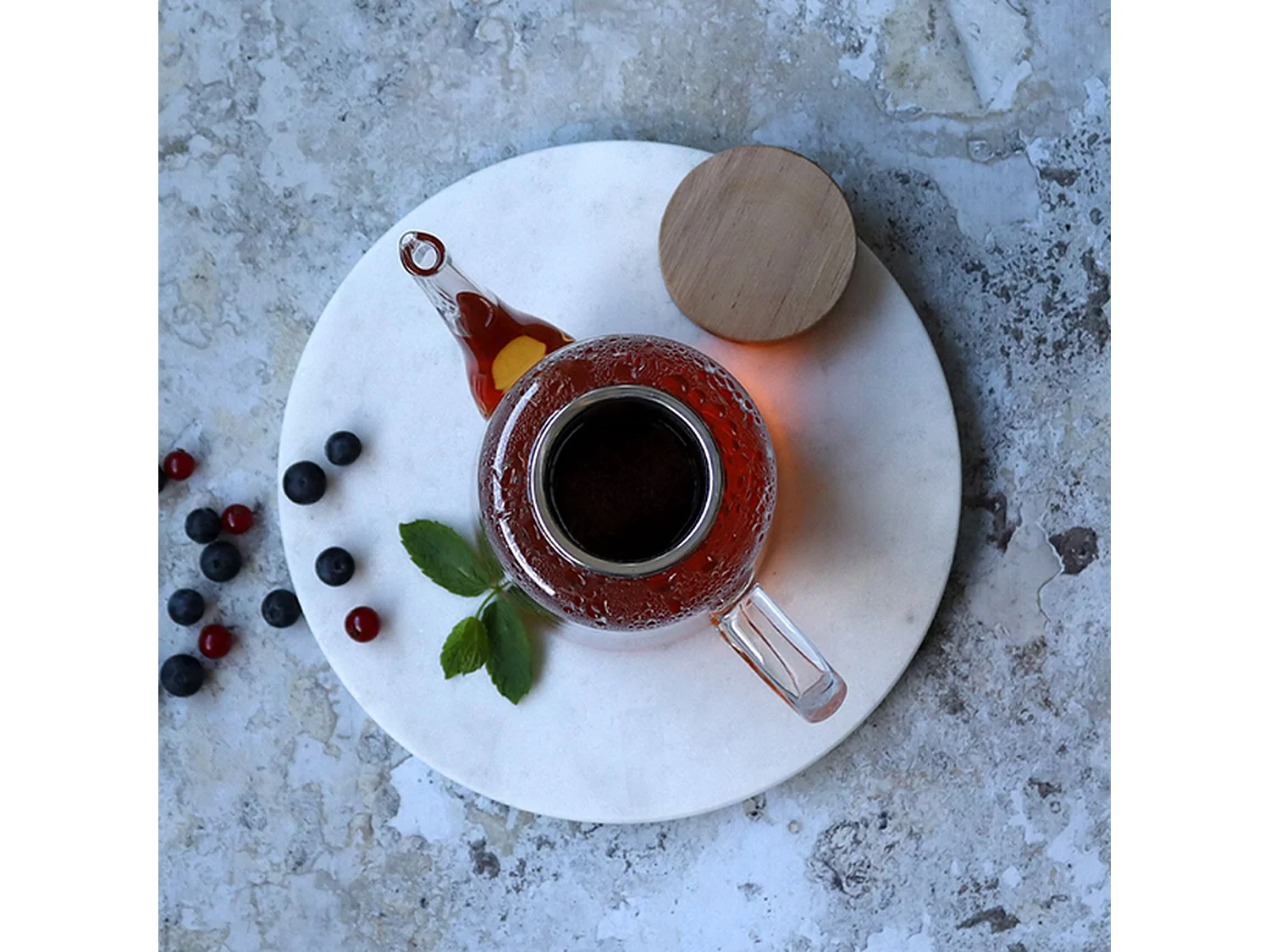 Ogo Living - Theiere Gustave 1200ml En Verre Borosilicate Et Couvercle Bois