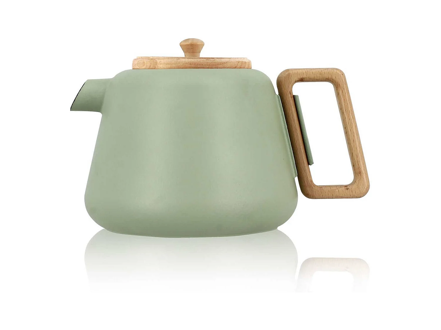 Ogo Living - Theiere Viggo 1000ml En Fonte Amande Avec Poignee Couvercle Bois