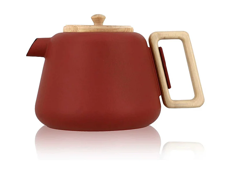 Ogo Living - Theiere Viggo 1000ml En Fonte Paprika Avec Poignee Couvercle Bois