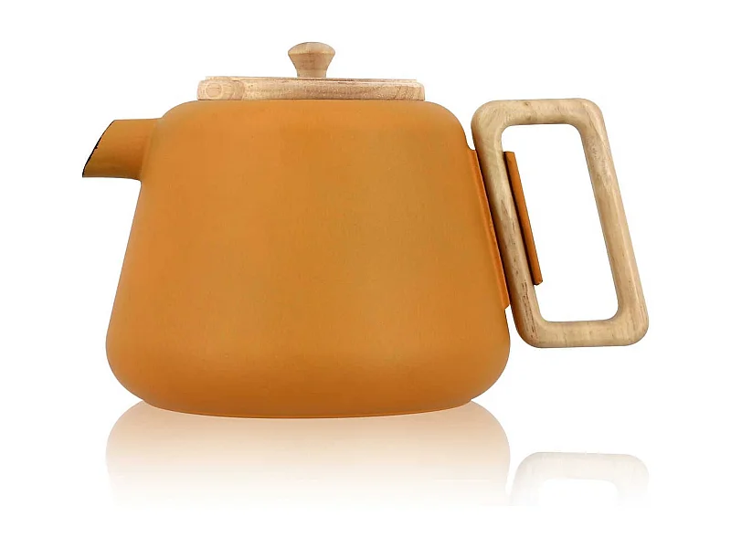 Ogo Living - Theiere Viggo 1000ml En Fonte Jaune Avec Poignee Couvercle Bois