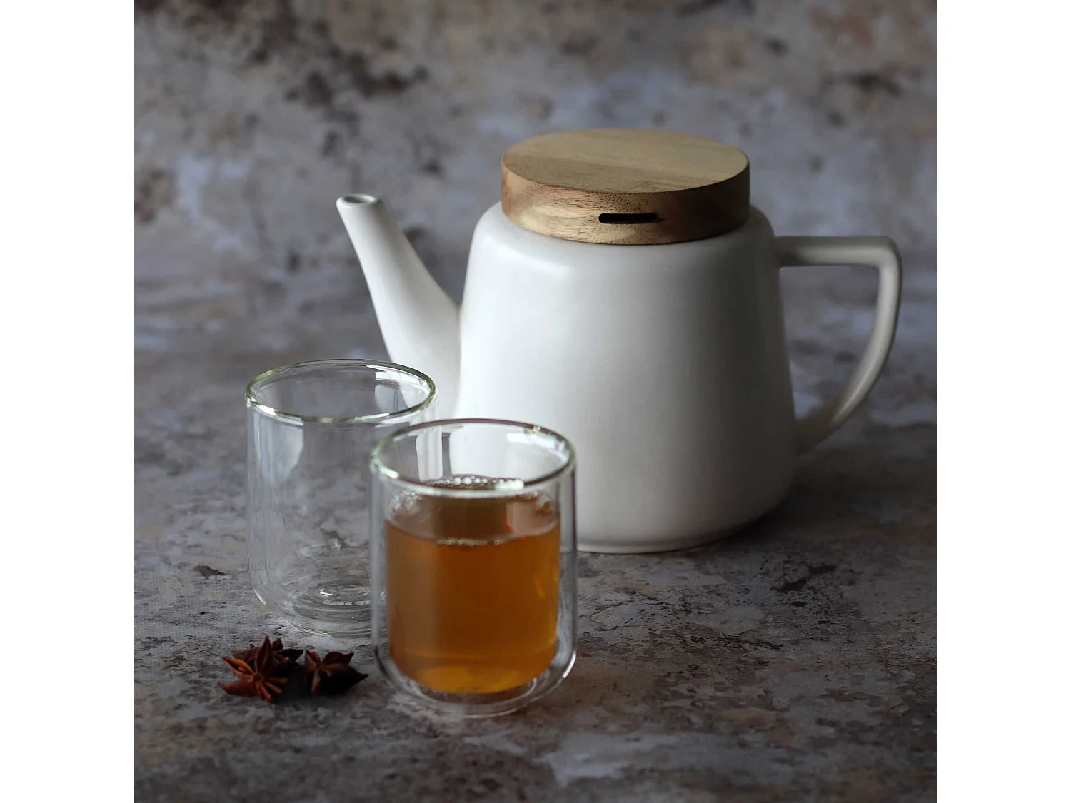 Ogo Living - Theiere Enzo En Porcelaine Blanche Et Couvercle Bois 680 Ml