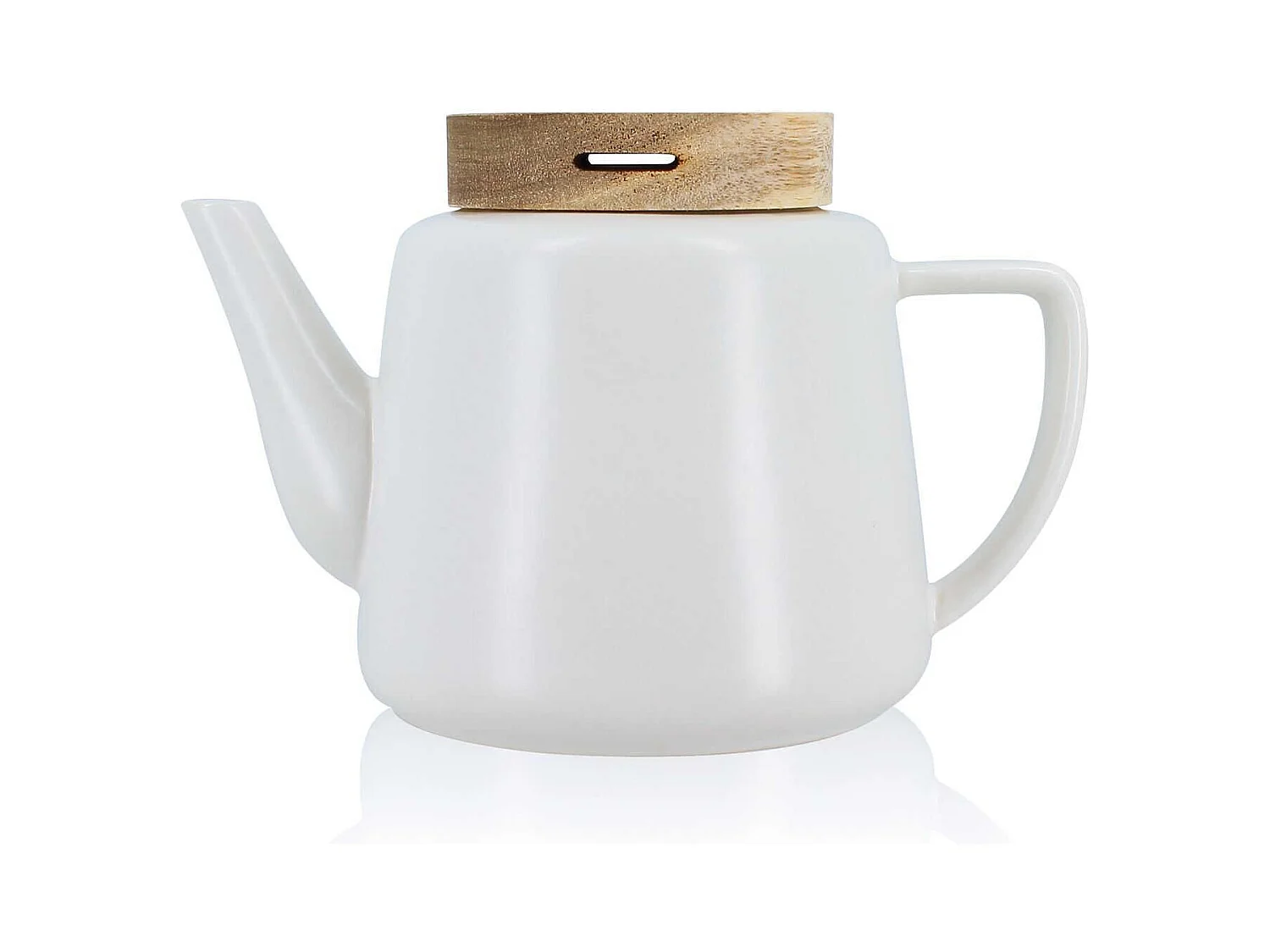 Ogo Living - Theiere Enzo En Porcelaine Blanche Et Couvercle Bois 680 Ml
