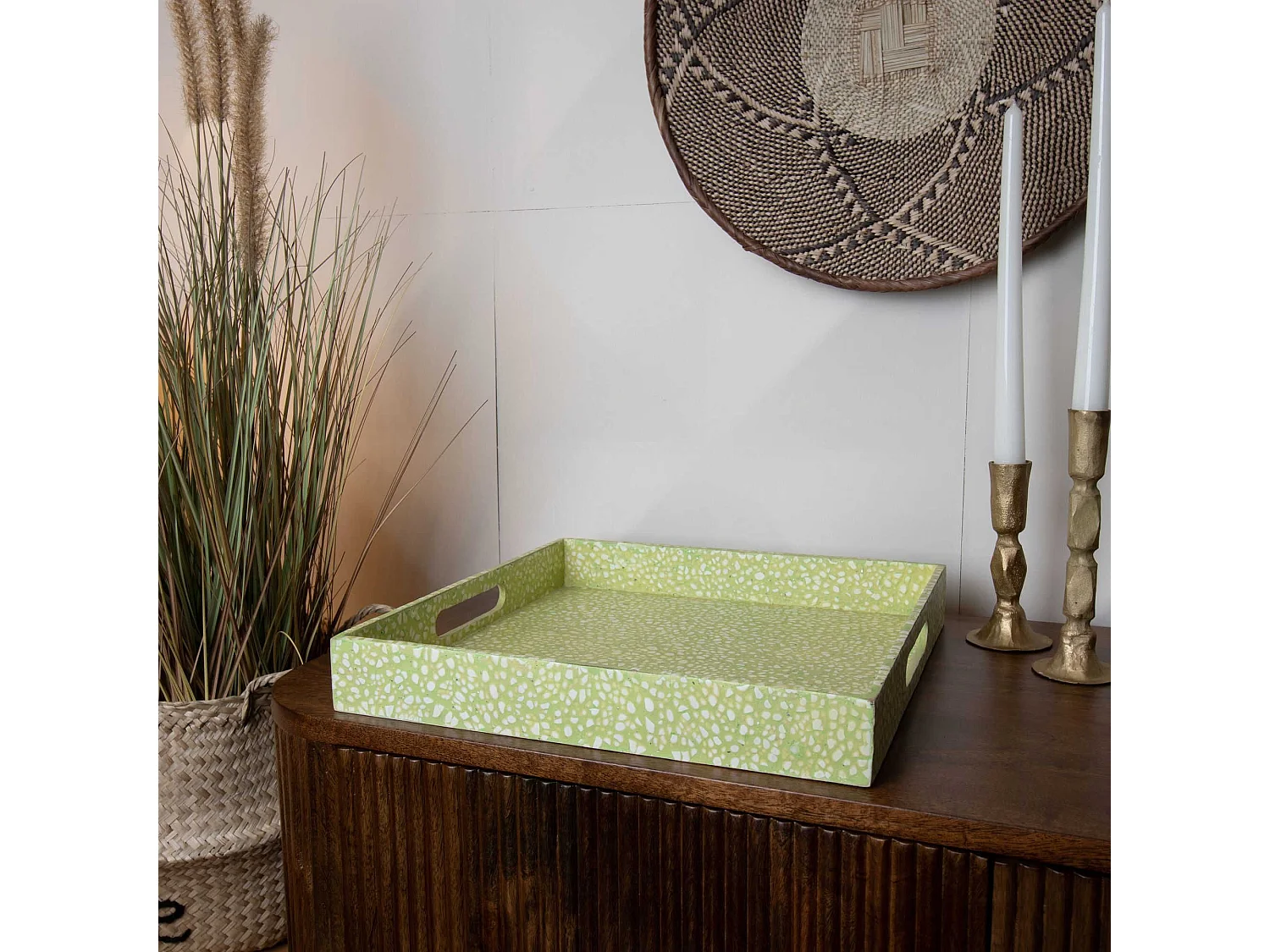 Now's Home - Plateau En Coquilles D' Oeuf Vert 35x35x5cm Tulum