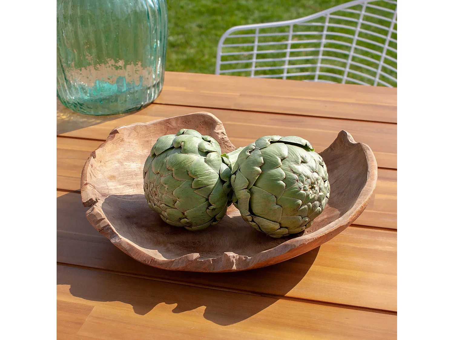 Now's Home - Coupe En Bois De Teck Creuse Diam35xht8 Cm Erosion