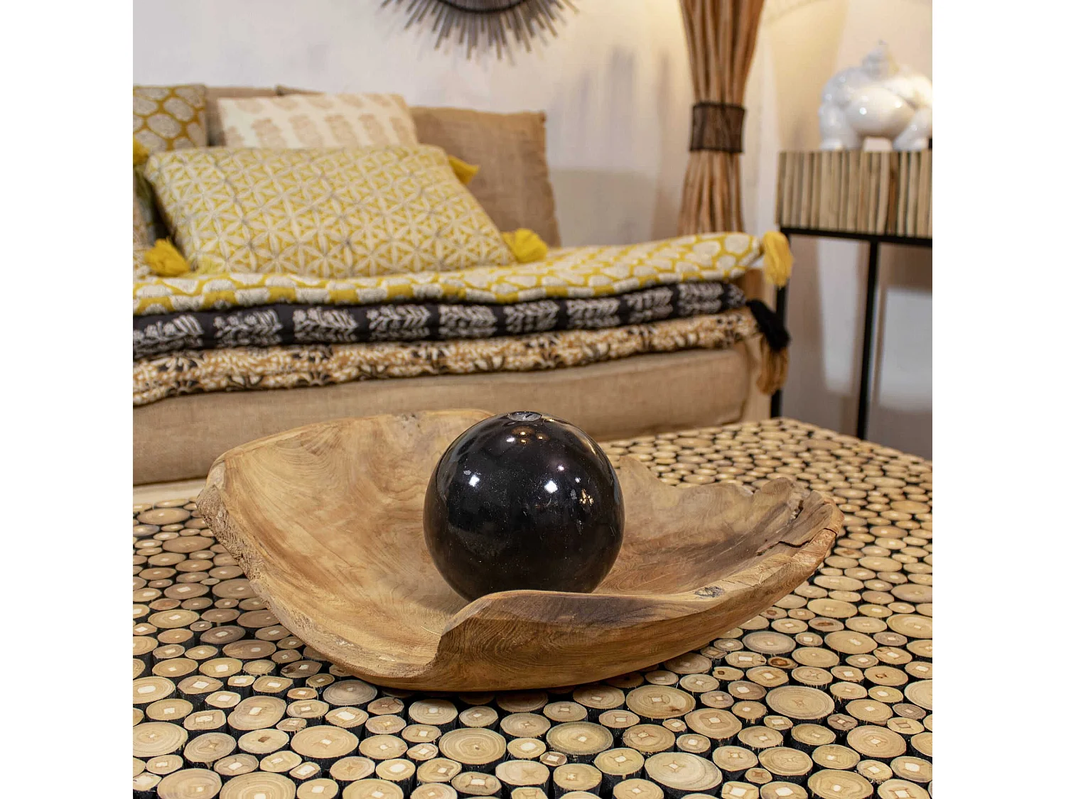 Now's Home - Coupe En Bois De Teck Creuse Diam35xht8 Cm Erosion