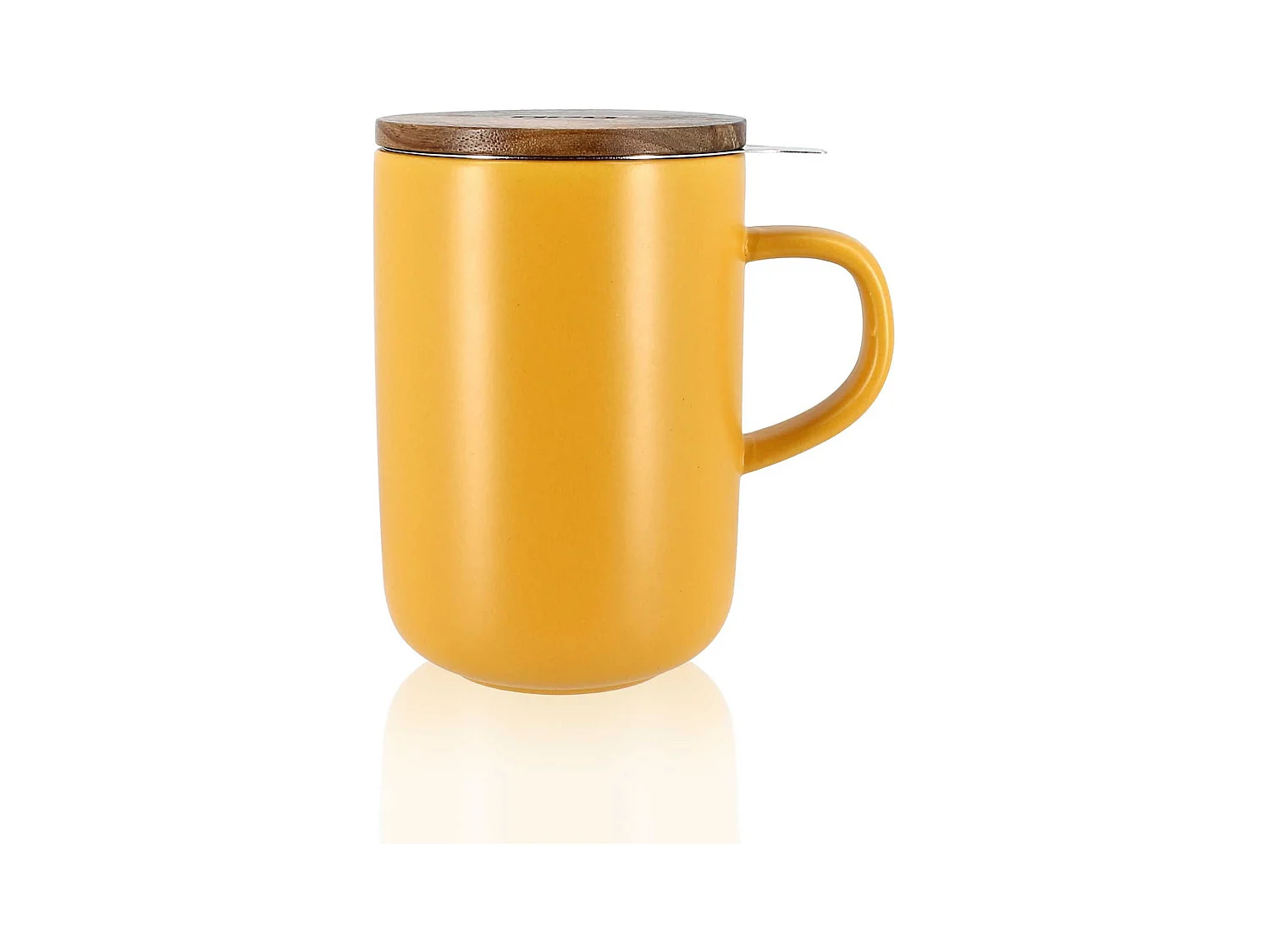 Ogo Living - Tisaniere Juliet Jaune En Gres Et Couvercle En Acacia De 475 Ml Ogo