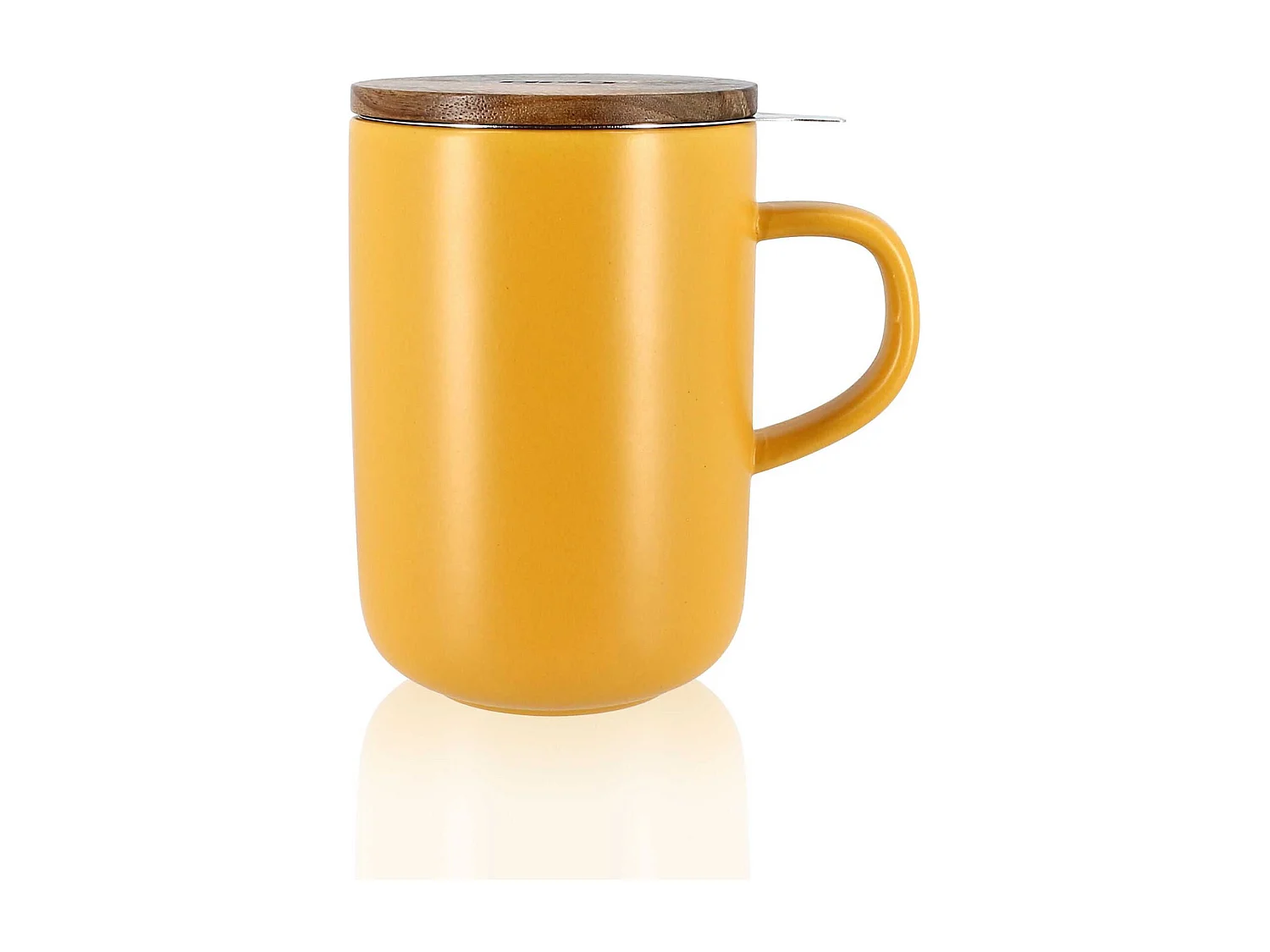 Ogo Living - Tisaniere Juliet Jaune En Gres Et Couvercle En Acacia De 475 Ml Ogo