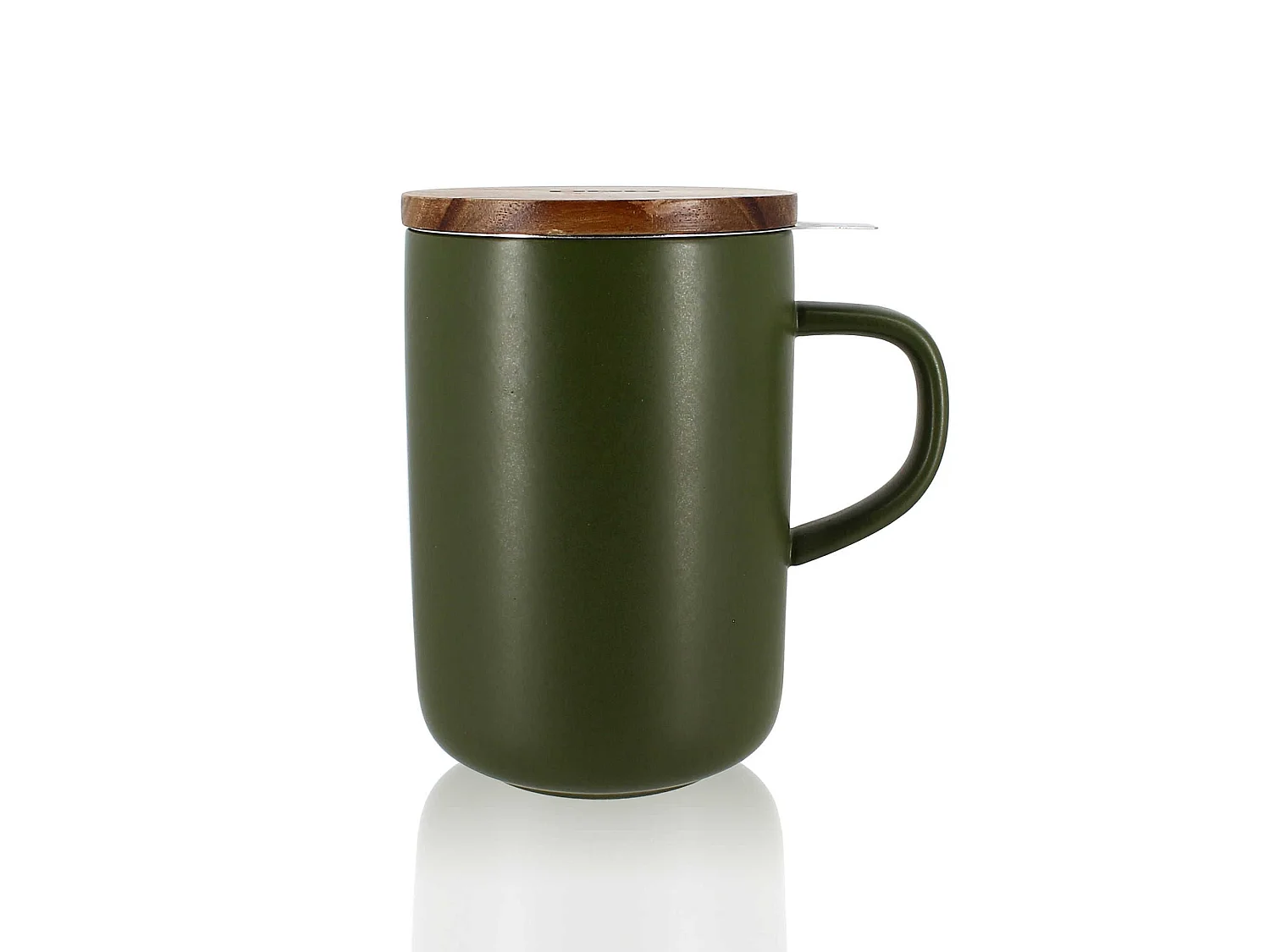 Ogo Living - Tisaniere Juliet Kaki En Gres Et Couvercle En Acacia De 475 Ml