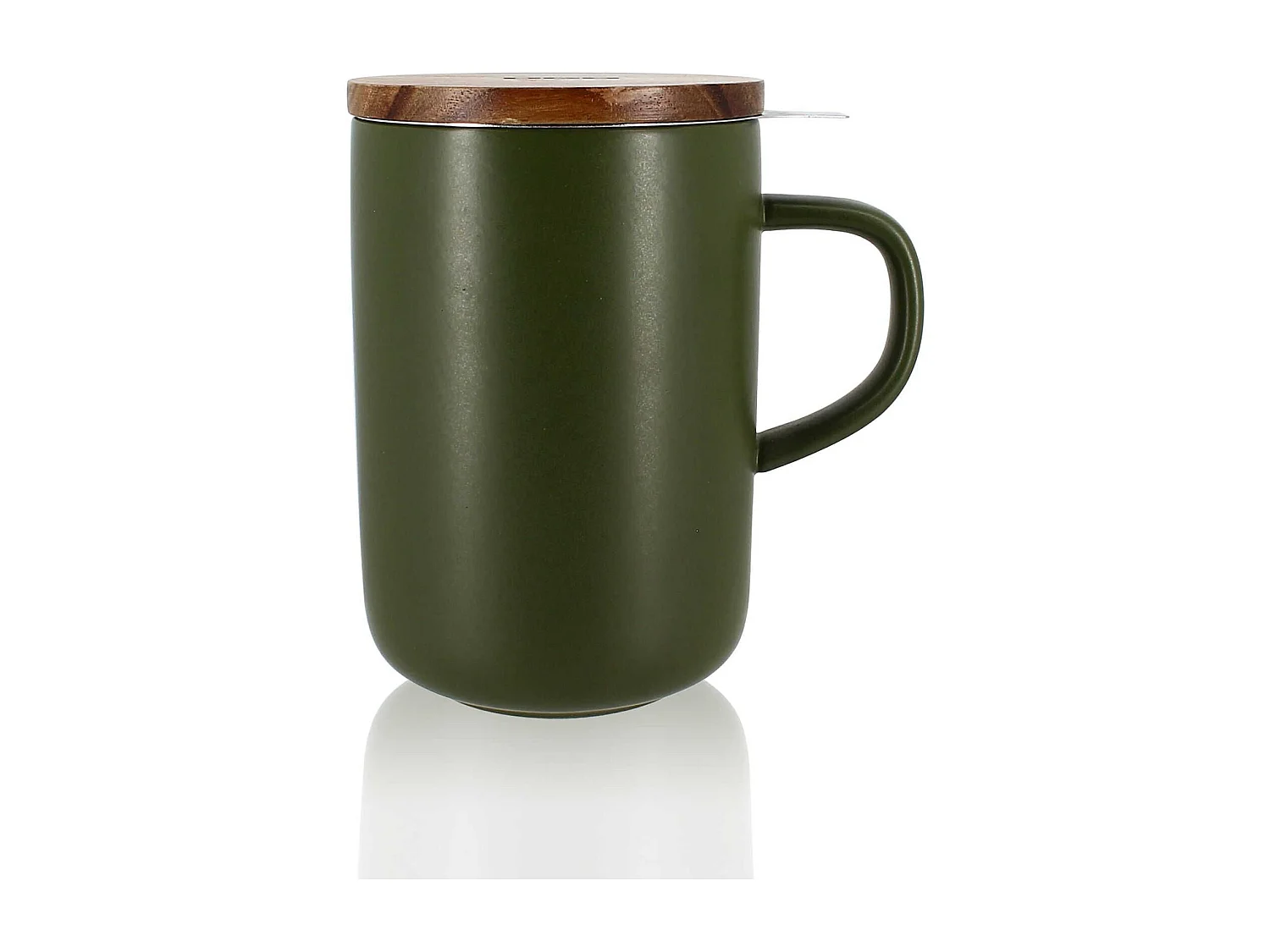 Ogo Living - Tisaniere Juliet Kaki En Gres Et Couvercle En Acacia De 475 Ml