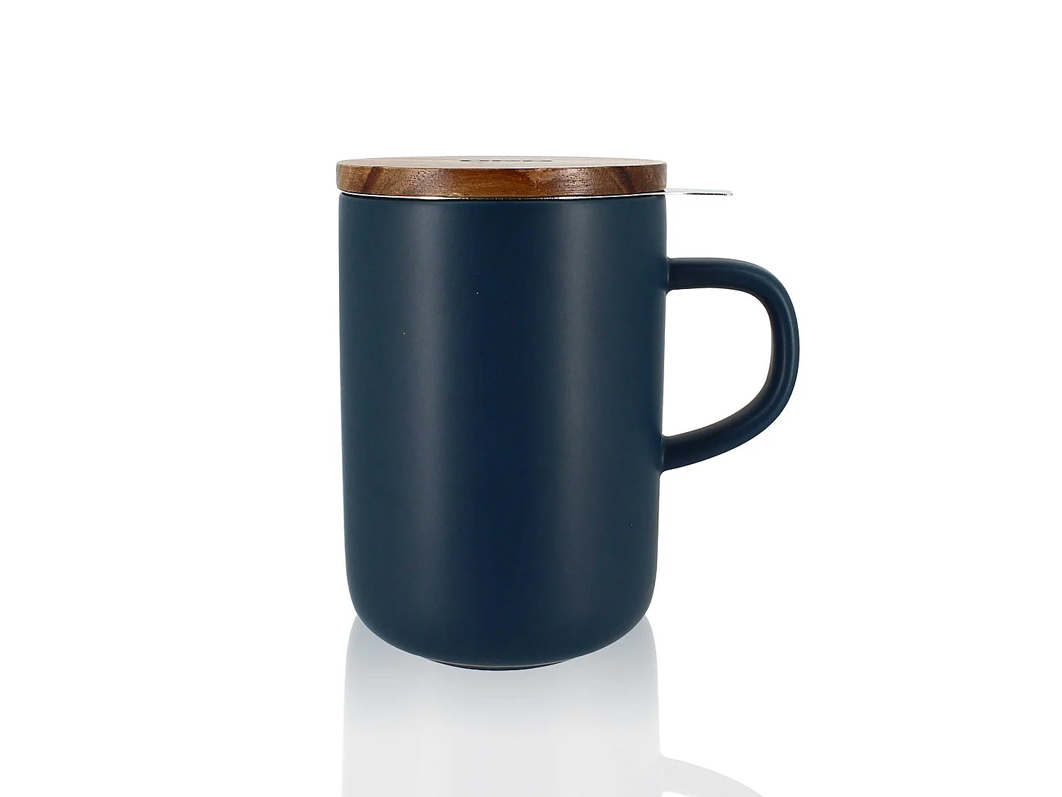 Ogo Living - Tisaniere Juliet Bleu En Gres Et Couvercle En Acacia  De 475 Ml Ogo