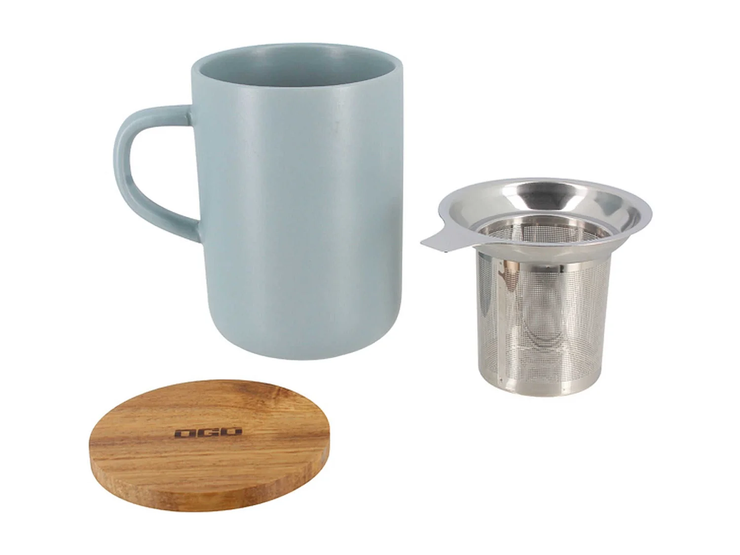 Ogo Living - Tisaniere Juliet Perle En Gres Et Couvercle En Acacia  De 475 Ml Ogo