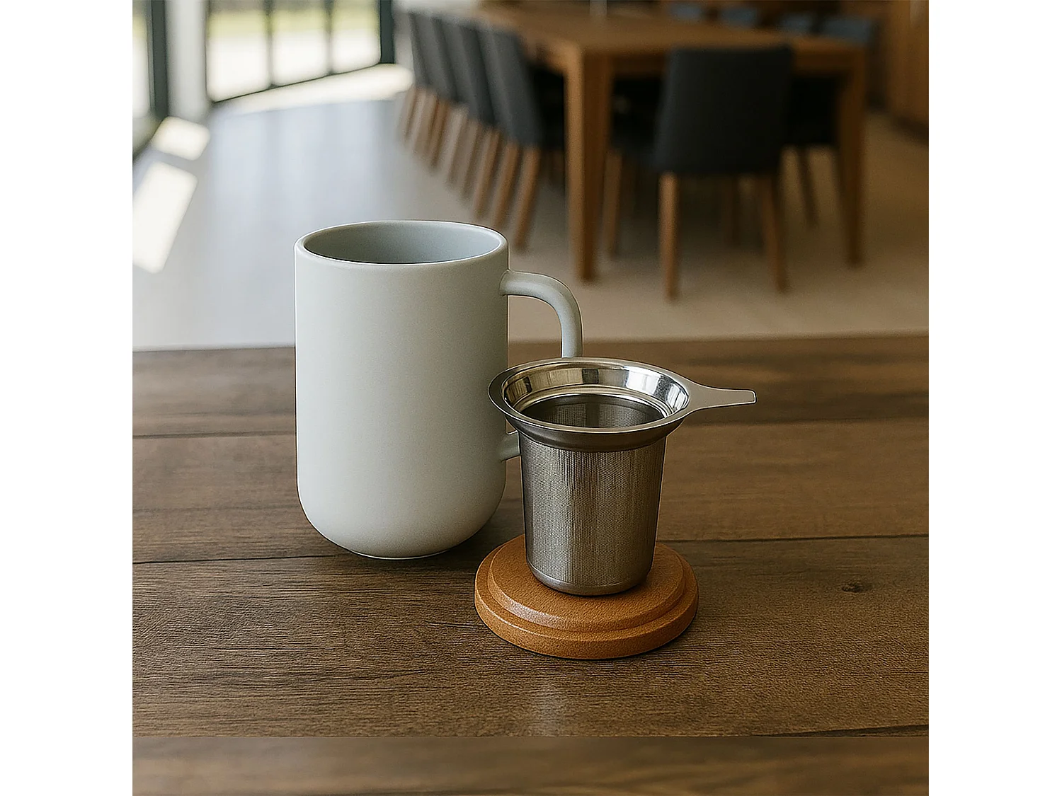 Ogo Living - Tisaniere Juliet Perle En Gres Et Couvercle En Acacia  De 475 Ml Ogo