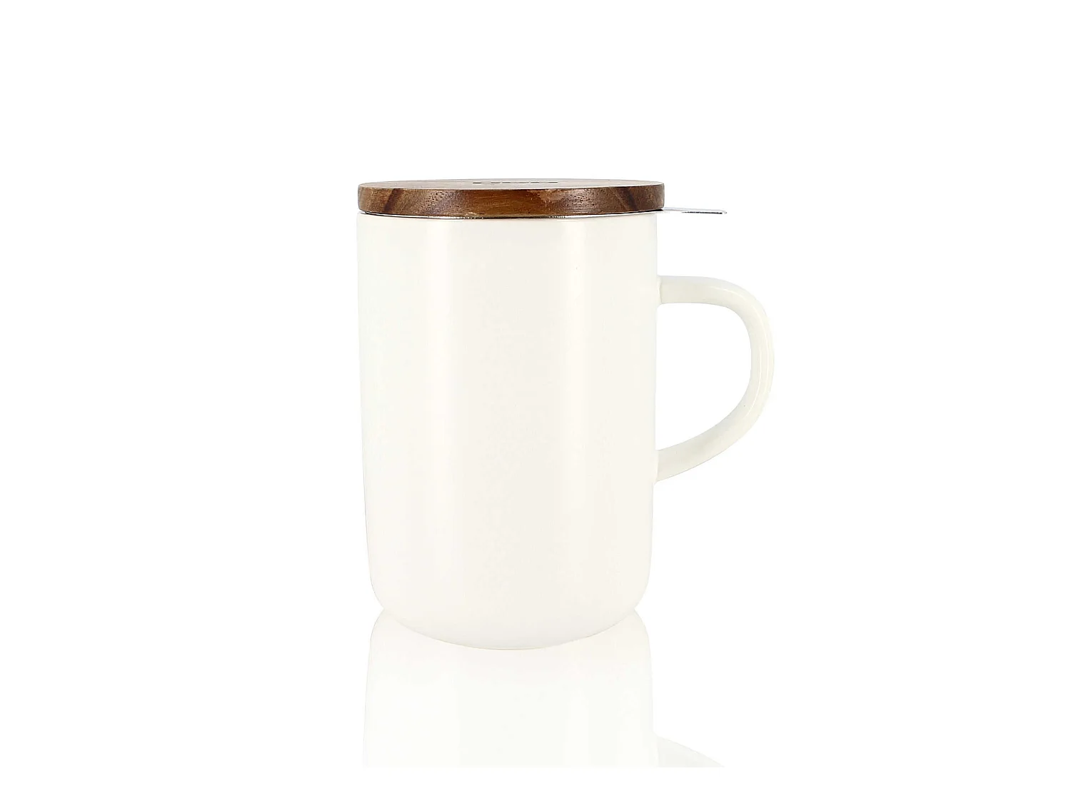 Ogo Living - Tisaniere Juliet Blanc En Gres Et Couvercle En Acacia De 475 Ml Ogo