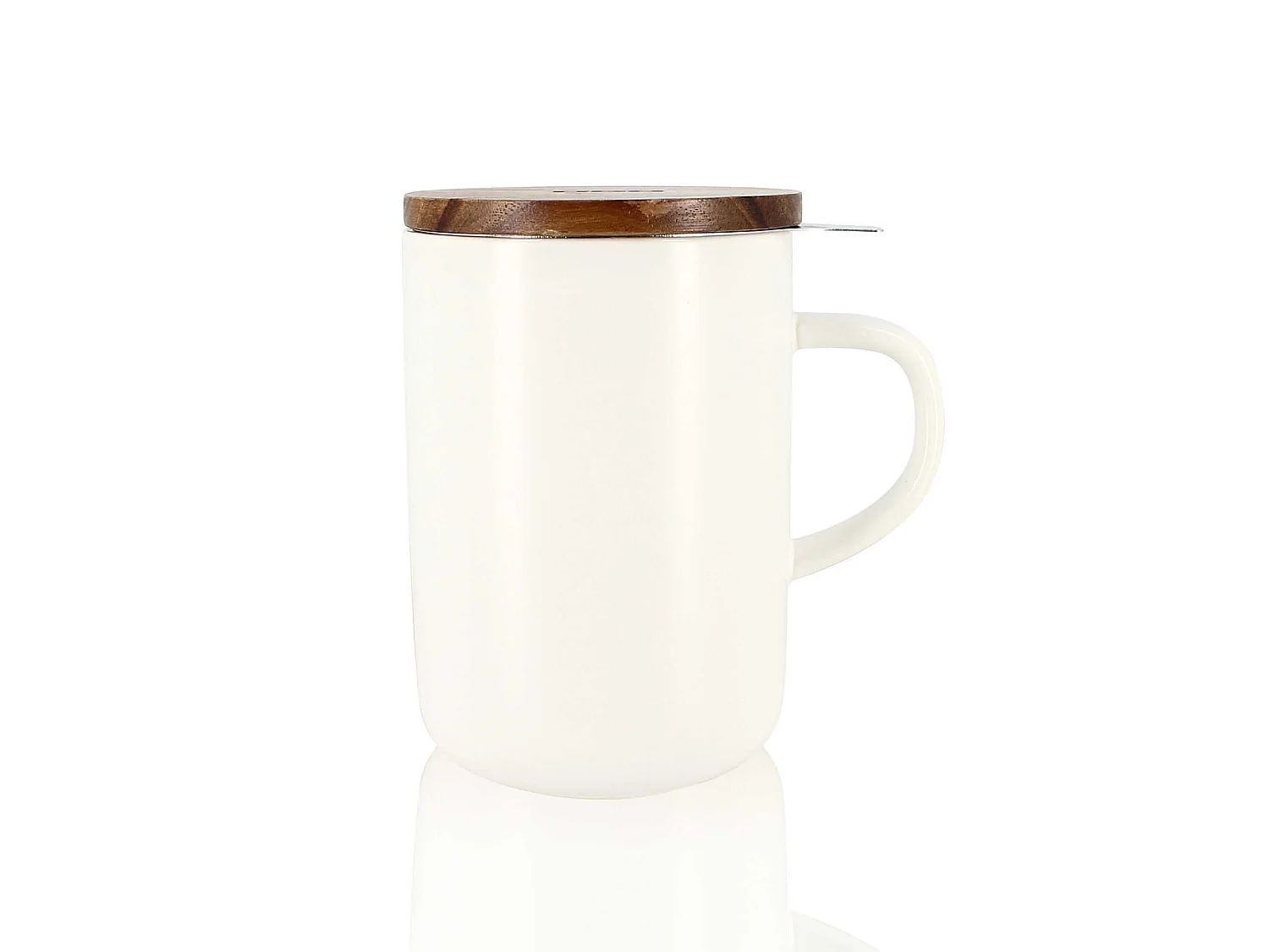 Ogo Living - Tisaniere Juliet Blanc En Gres Et Couvercle En Acacia De 475 Ml Ogo