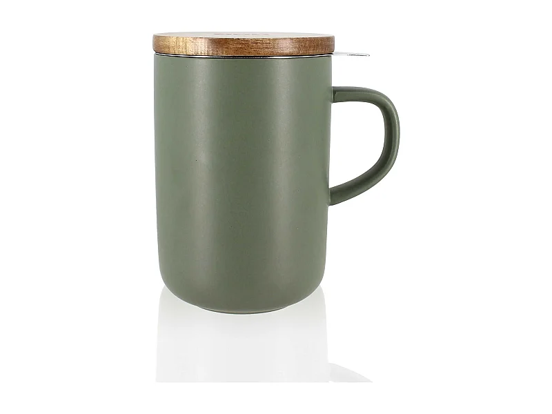 Ogo Living - Tisaniere Juliet Amande En Gres Et Couvercle En Acacia  De 475 Ml Ogo