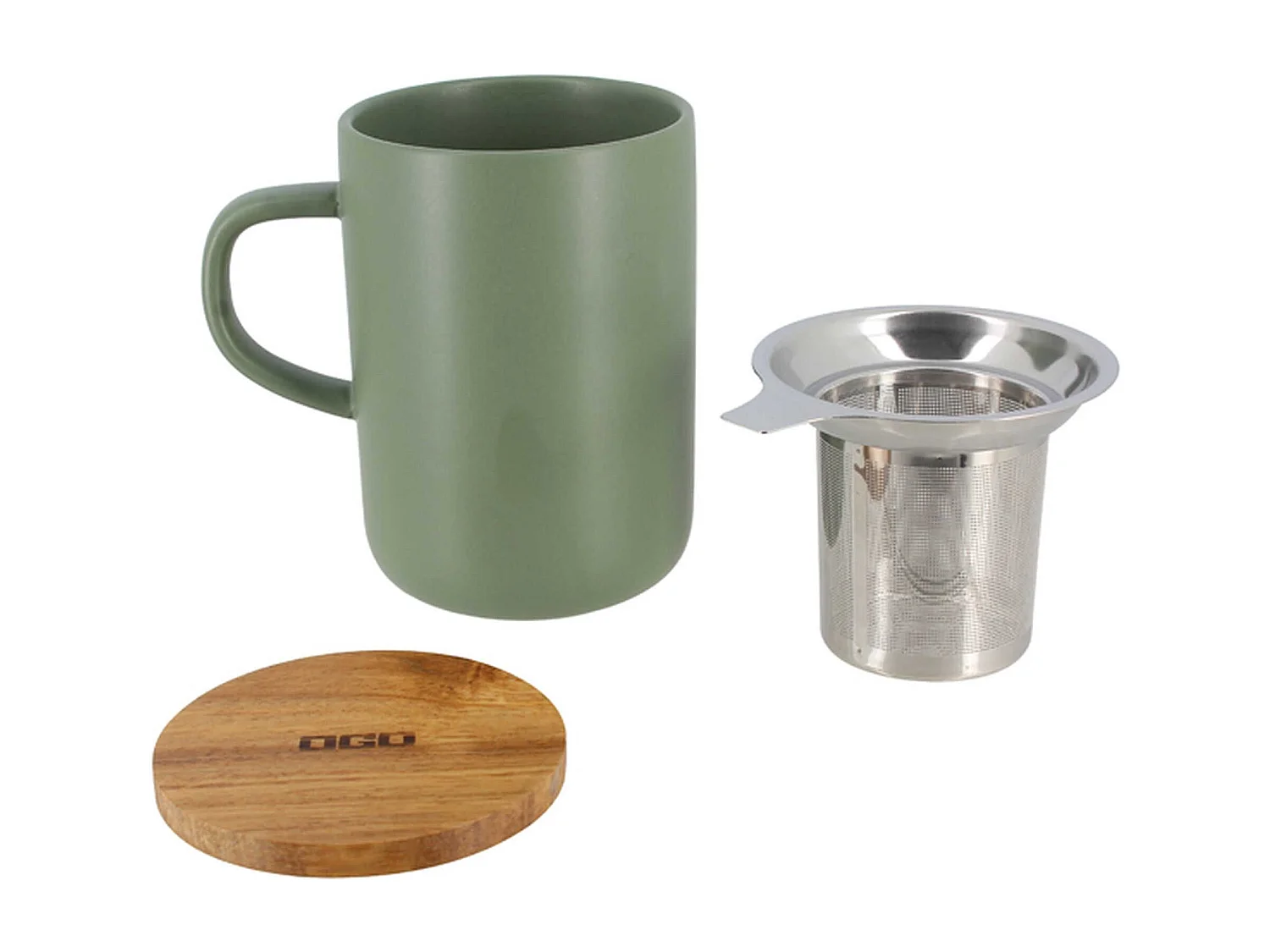 Ogo Living - Tisaniere Juliet Amande En Gres Et Couvercle En Acacia  De 475 Ml Ogo