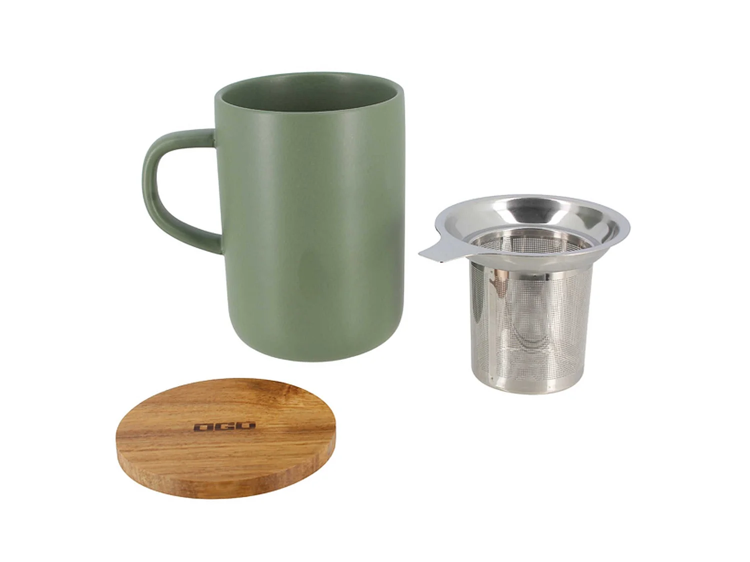 Ogo Living - Tisanière Juliet Amande En Grès Et Couvercle En Acacia  De 475 Ml Ogo